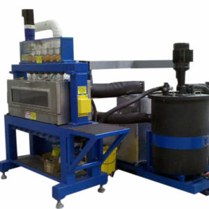 The ball joint boot test machine is shown here.